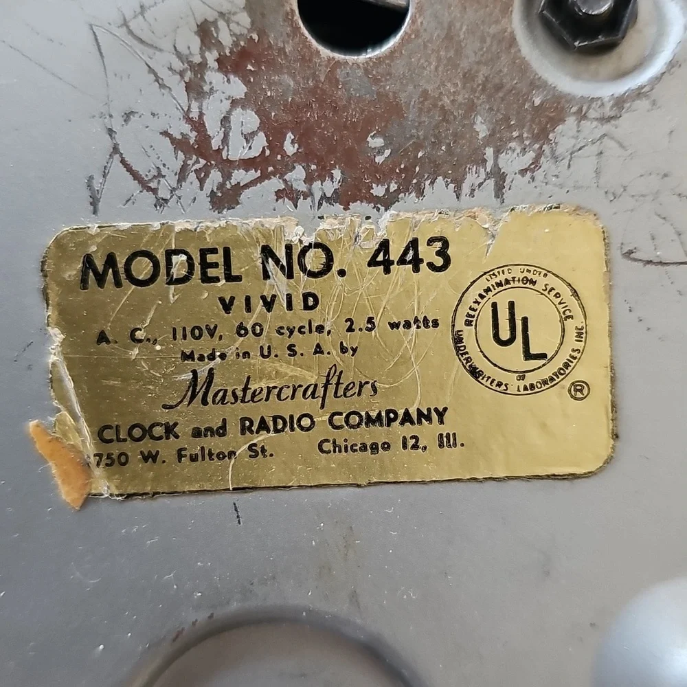MCM Art Deco working Mastercrafters wall clock Model 443